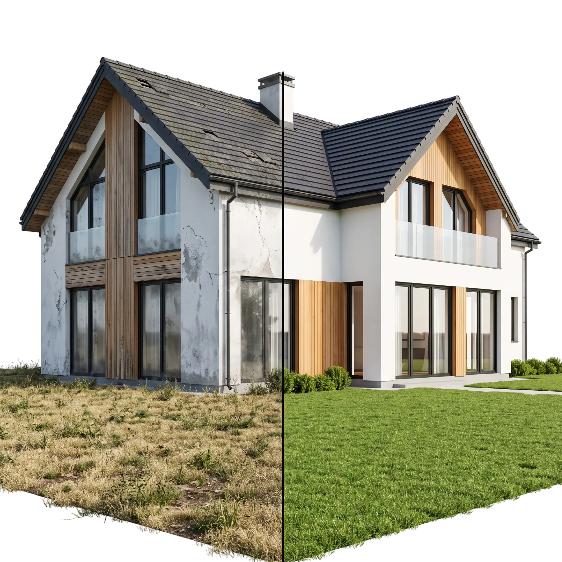 Kuća pre i posle Property Care održavanja